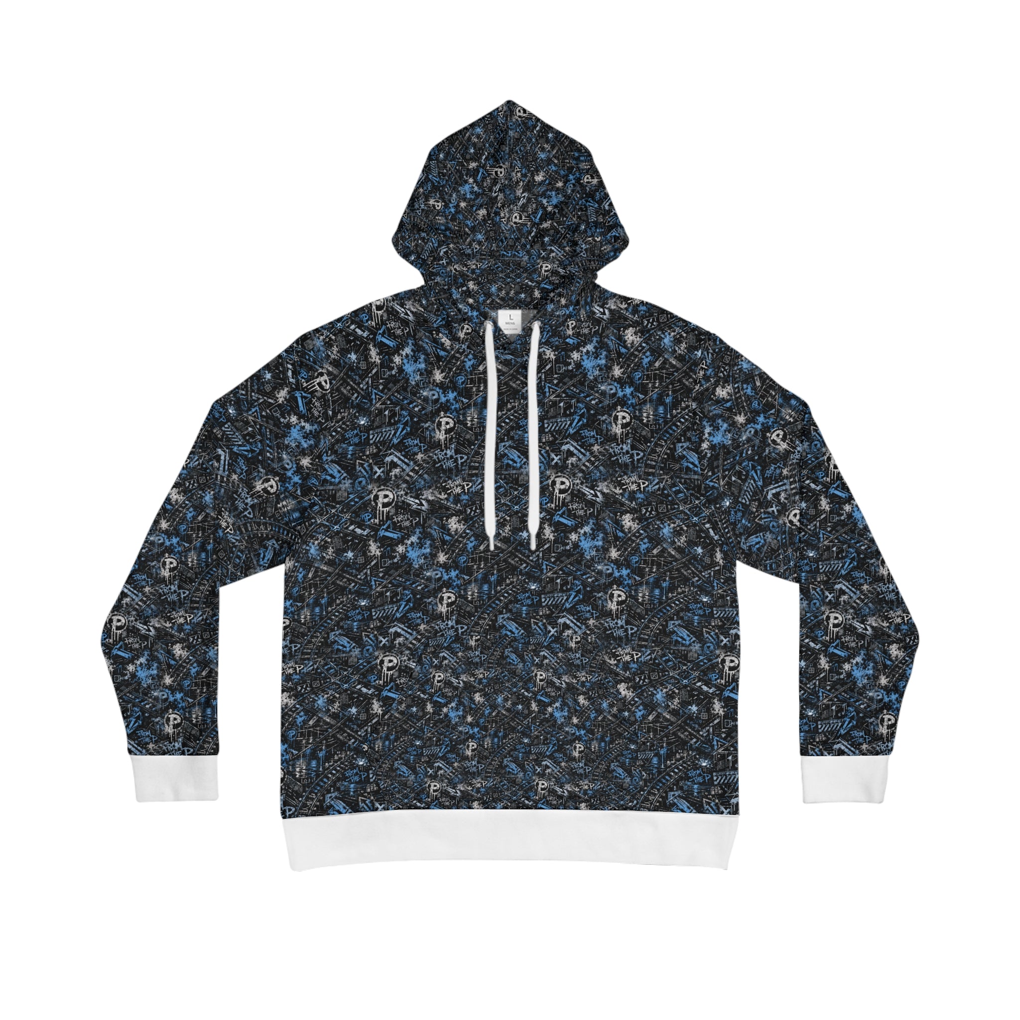 From The P Graffiti All-Over Print Hoodie – Blue (White Trim)