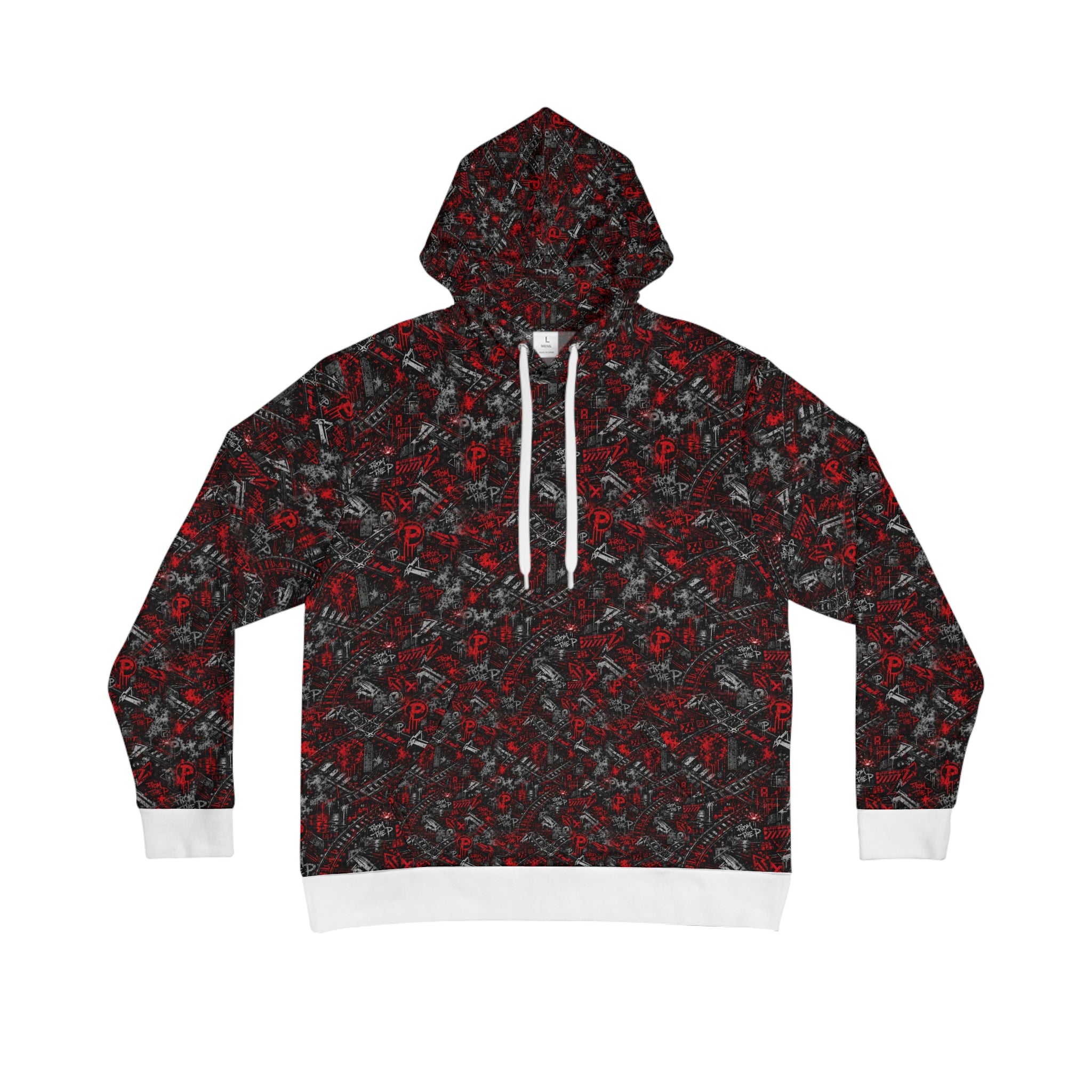 From The P Graffiti All-Over Print Hoodie – Red (White Trim)