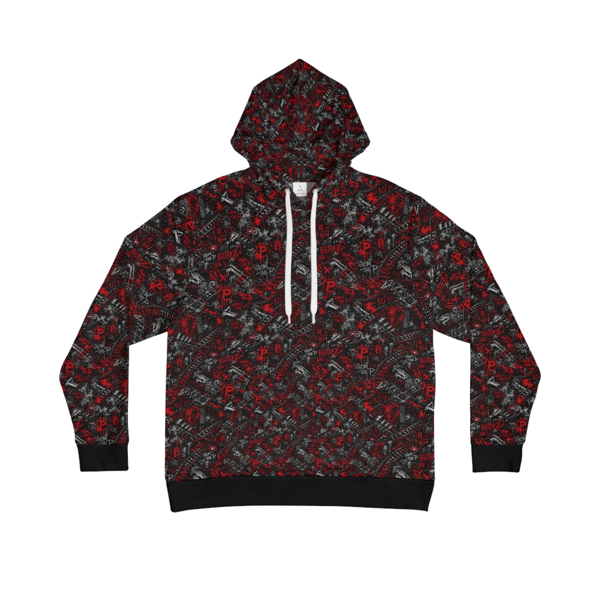 From The P Graffiti All-Over Print Hoodie – Red (Black Trim)