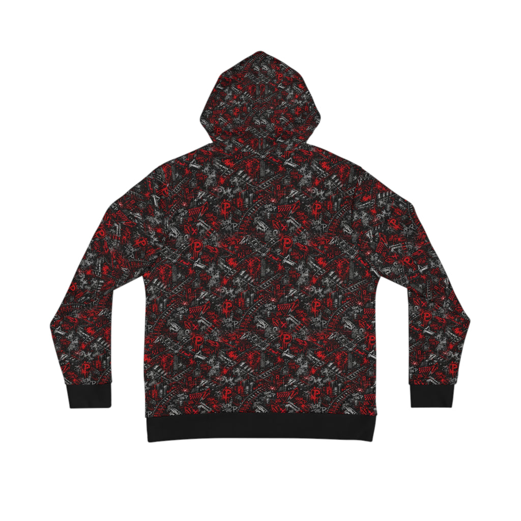 From The P Graffiti All-Over Print Hoodie – Red (Black Trim)
