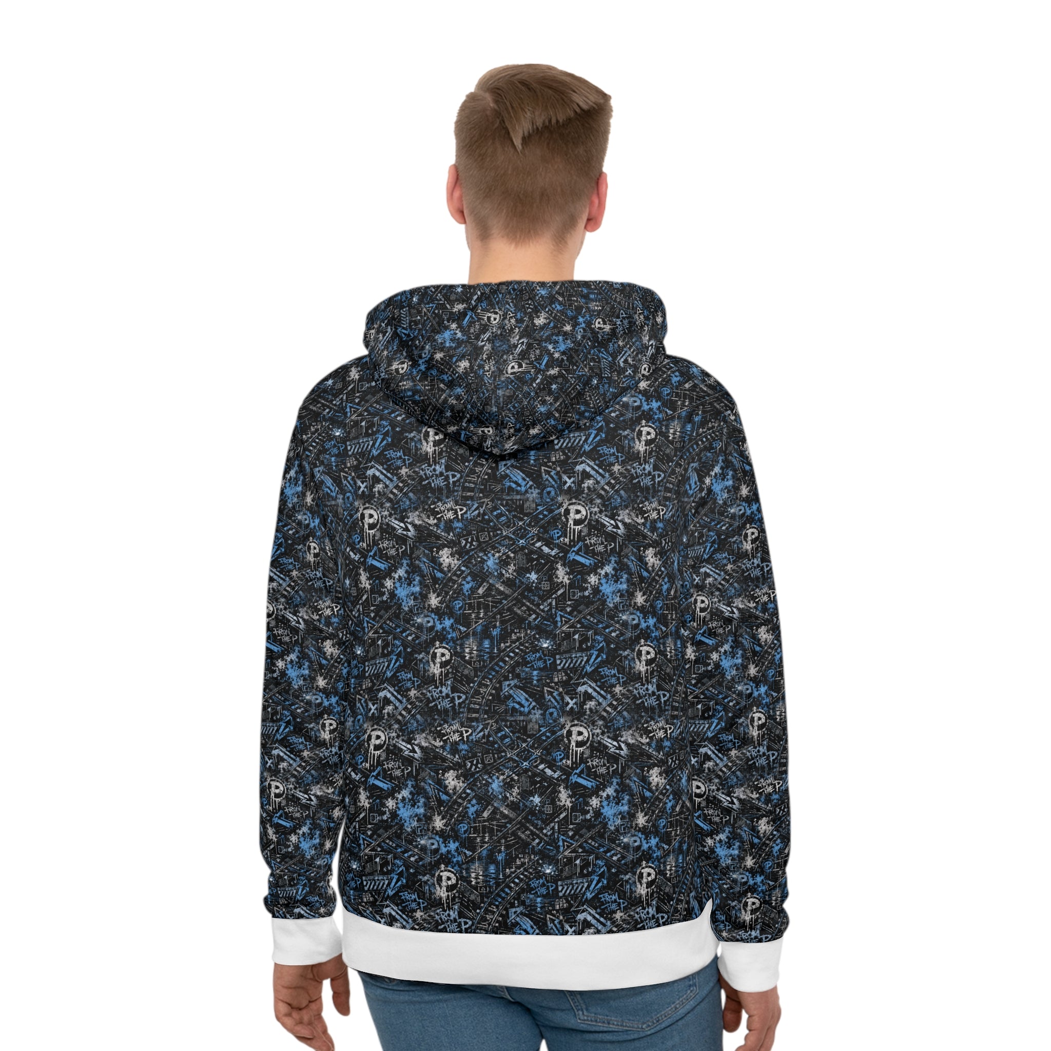 From The P Graffiti All-Over Print Hoodie – Blue (White Trim)