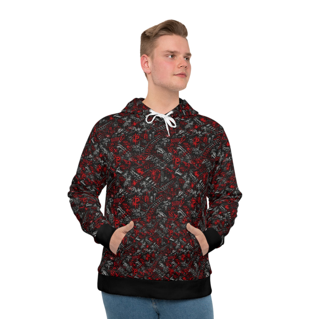 From The P Graffiti All-Over Print Hoodie – Red (Black Trim)