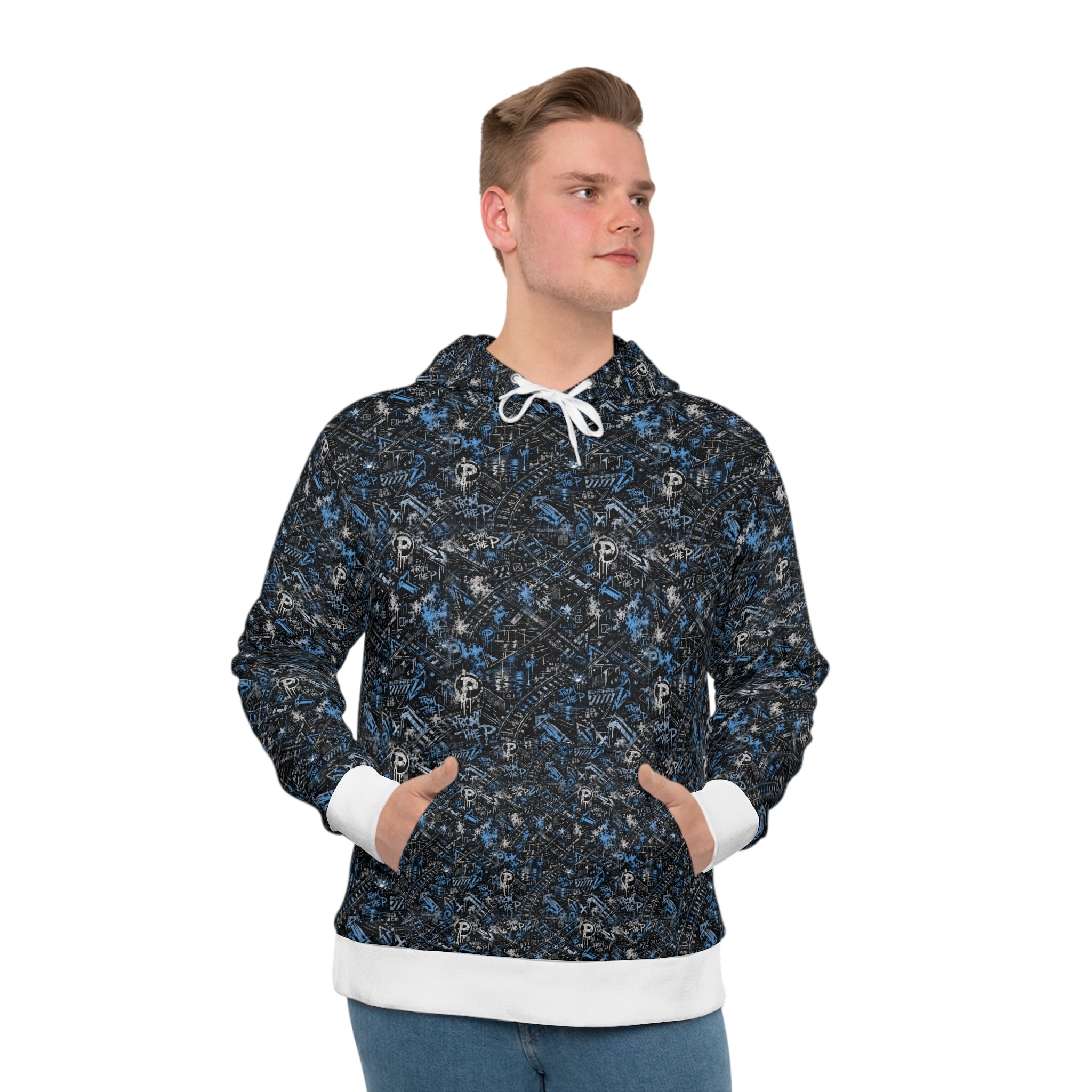 From The P Graffiti All-Over Print Hoodie – Blue (White Trim)