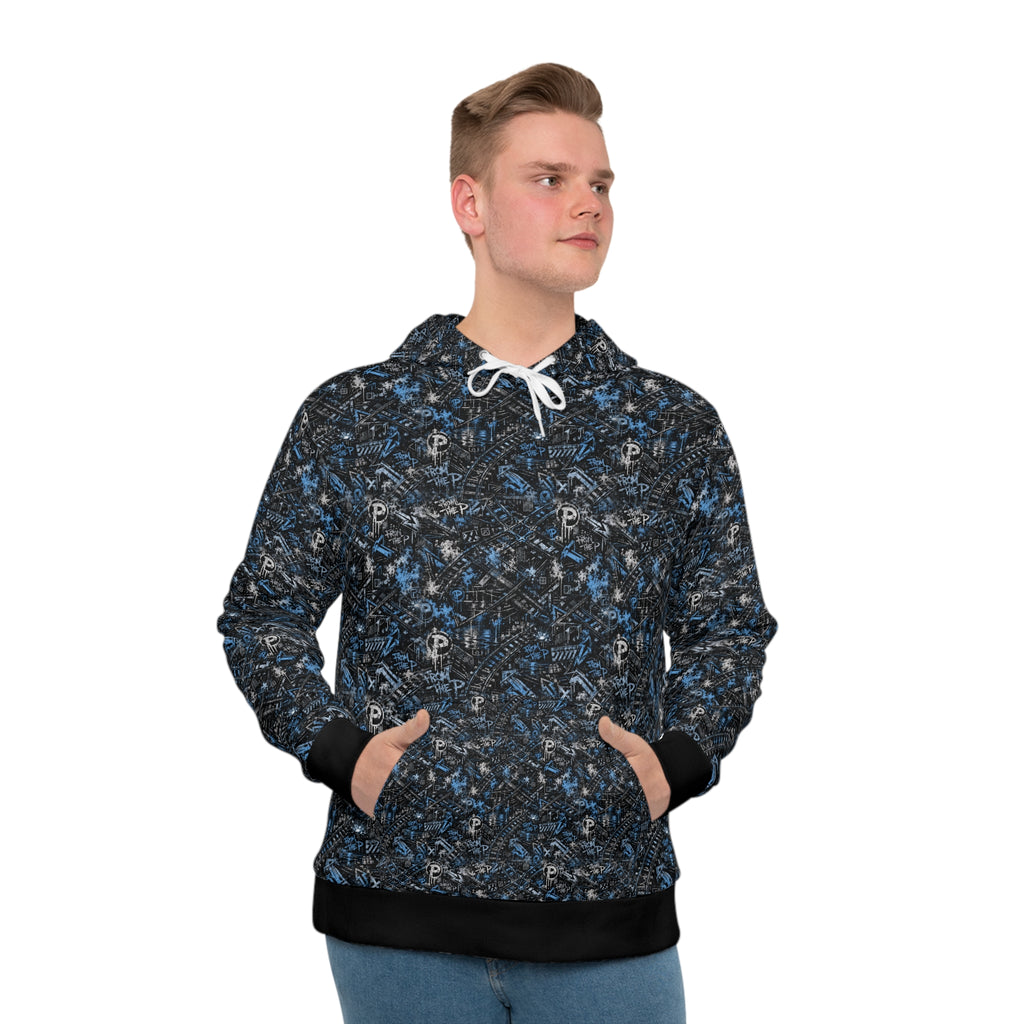 From The P Graffiti All-Over Print Hoodie – Blue (Black Trim)