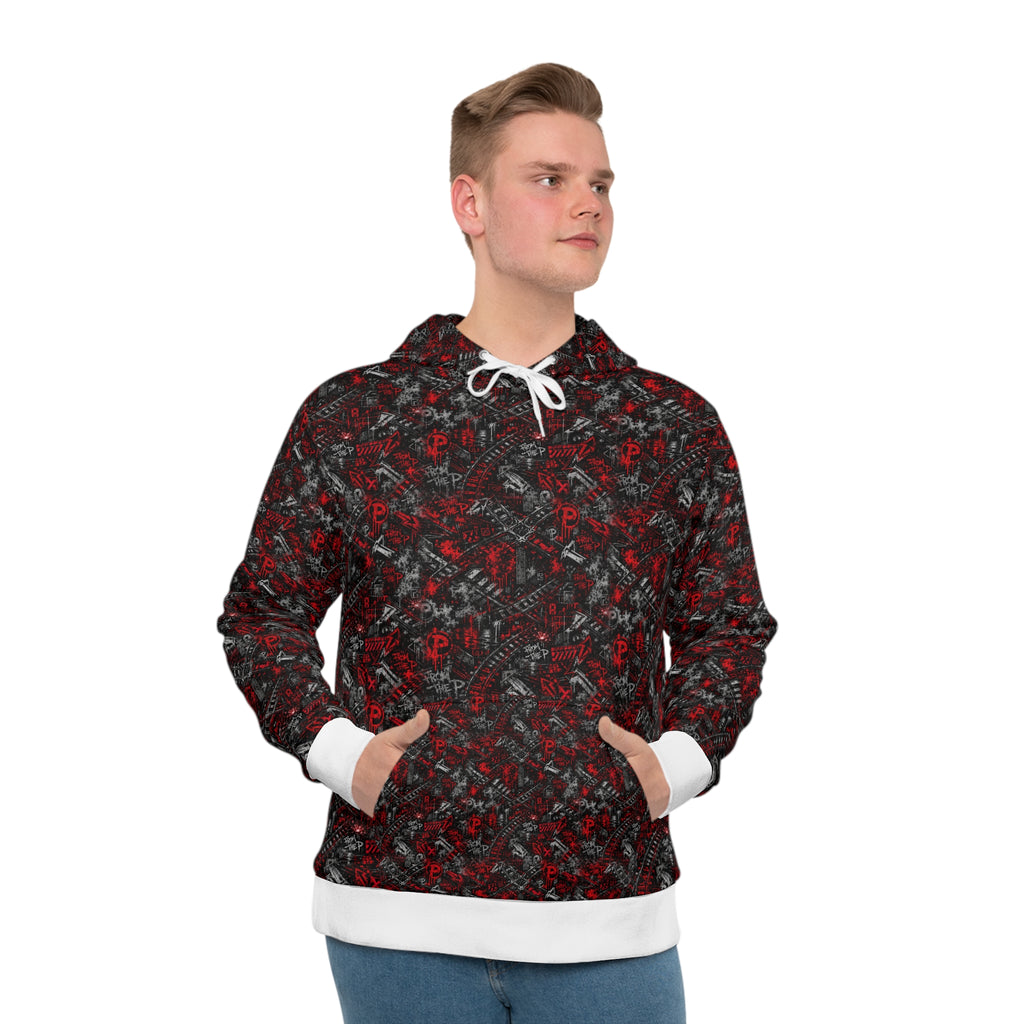 From The P Graffiti All-Over Print Hoodie – Red (White Trim)