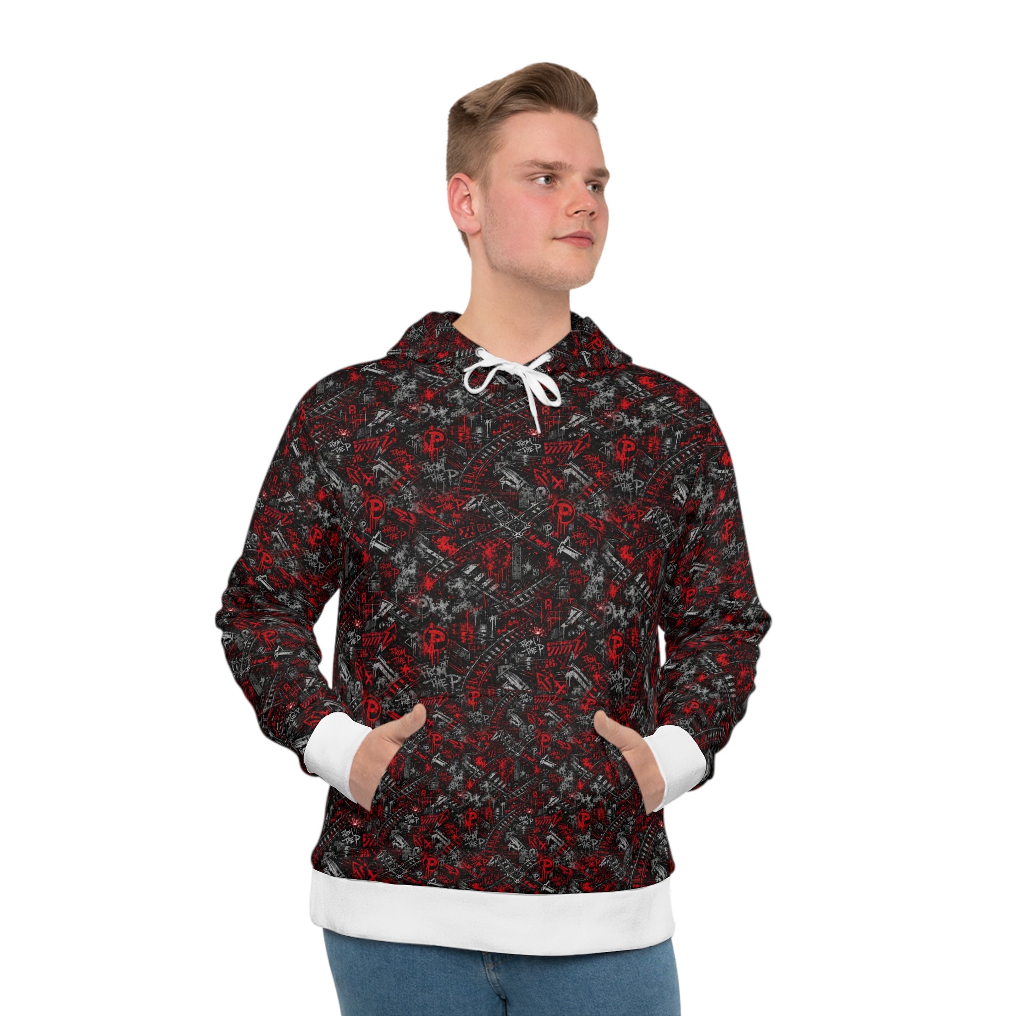 From The P Graffiti All-Over Print Hoodie – Red (White Trim)